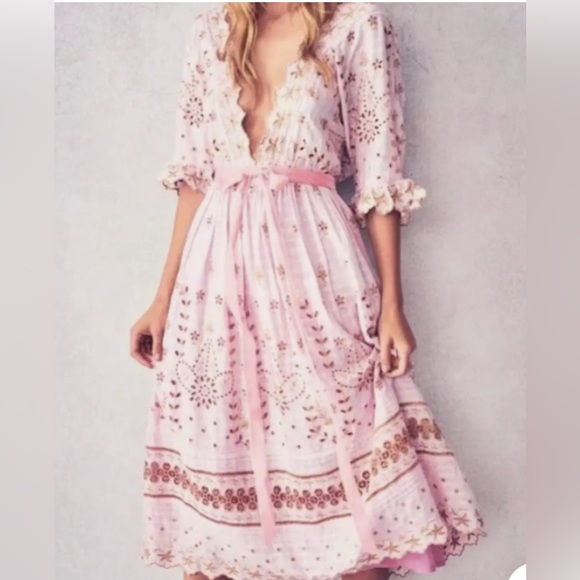 Gorgeous LoveShackFancy August Dress in Dusty Rose. Good embroidery throughout - Picture 2 of 7